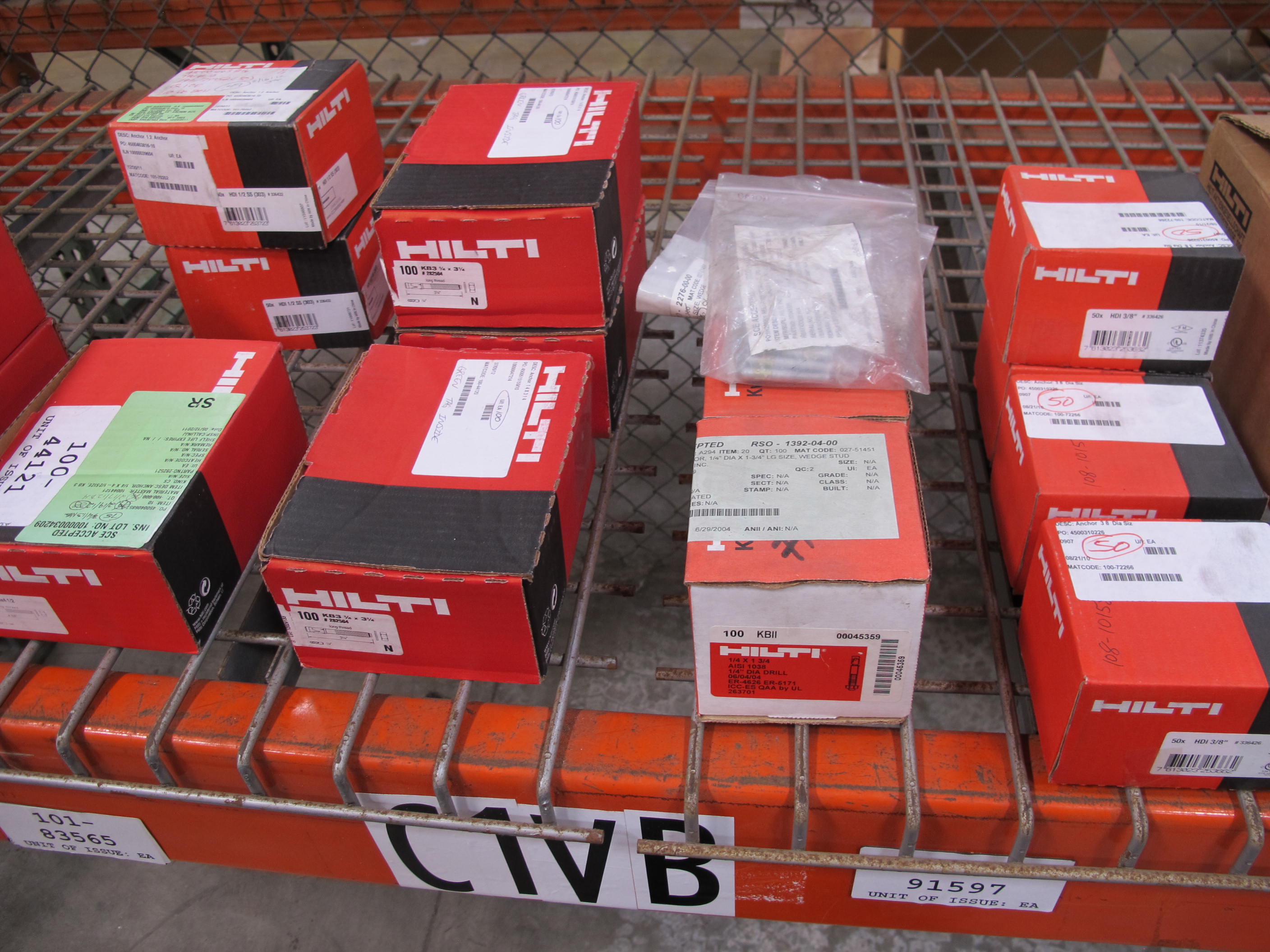 LOT TO INCLUDE: LARGE QUANTITY OF HILTI ANCHORS, EPOXY ADHESIVES, CONCRETE ADHESIVES, (5) HELICOIL MASTER THREAD REPAIR KITS. LOADING & HANDLING FEE $15-4211